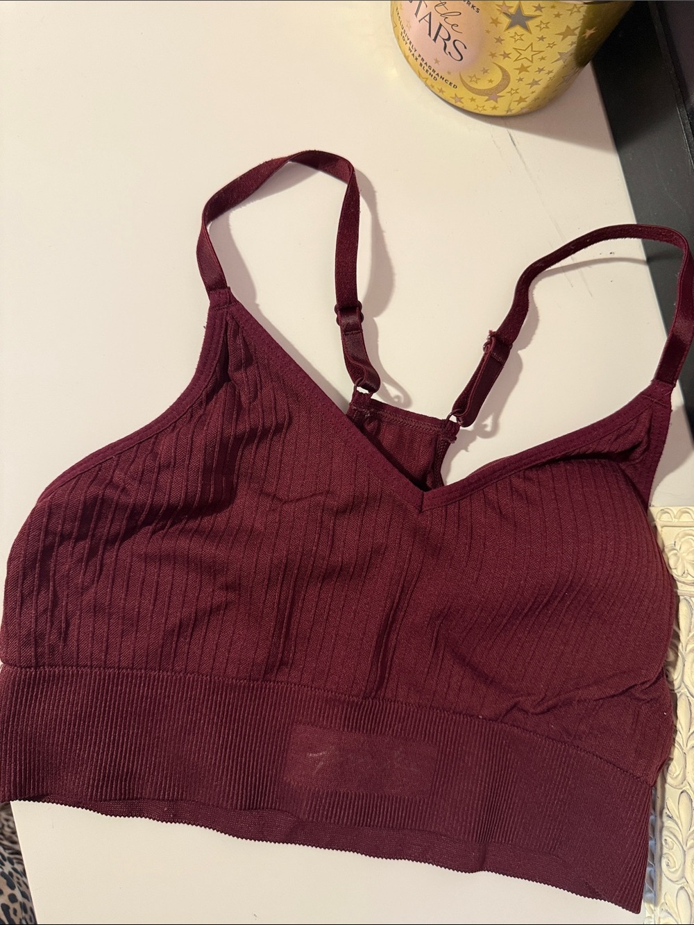 PINK Victoria's Secret Seamless Ribbed Bralette — Burgundy
